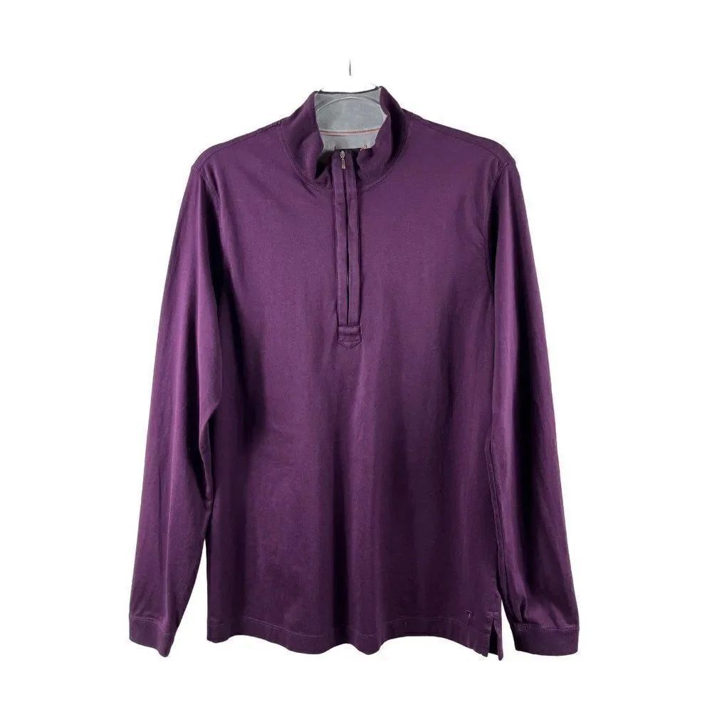 Left Coast Tee Mens 1/4 Zip Pullover Long Sleeve Casual Shirt Medium Purple